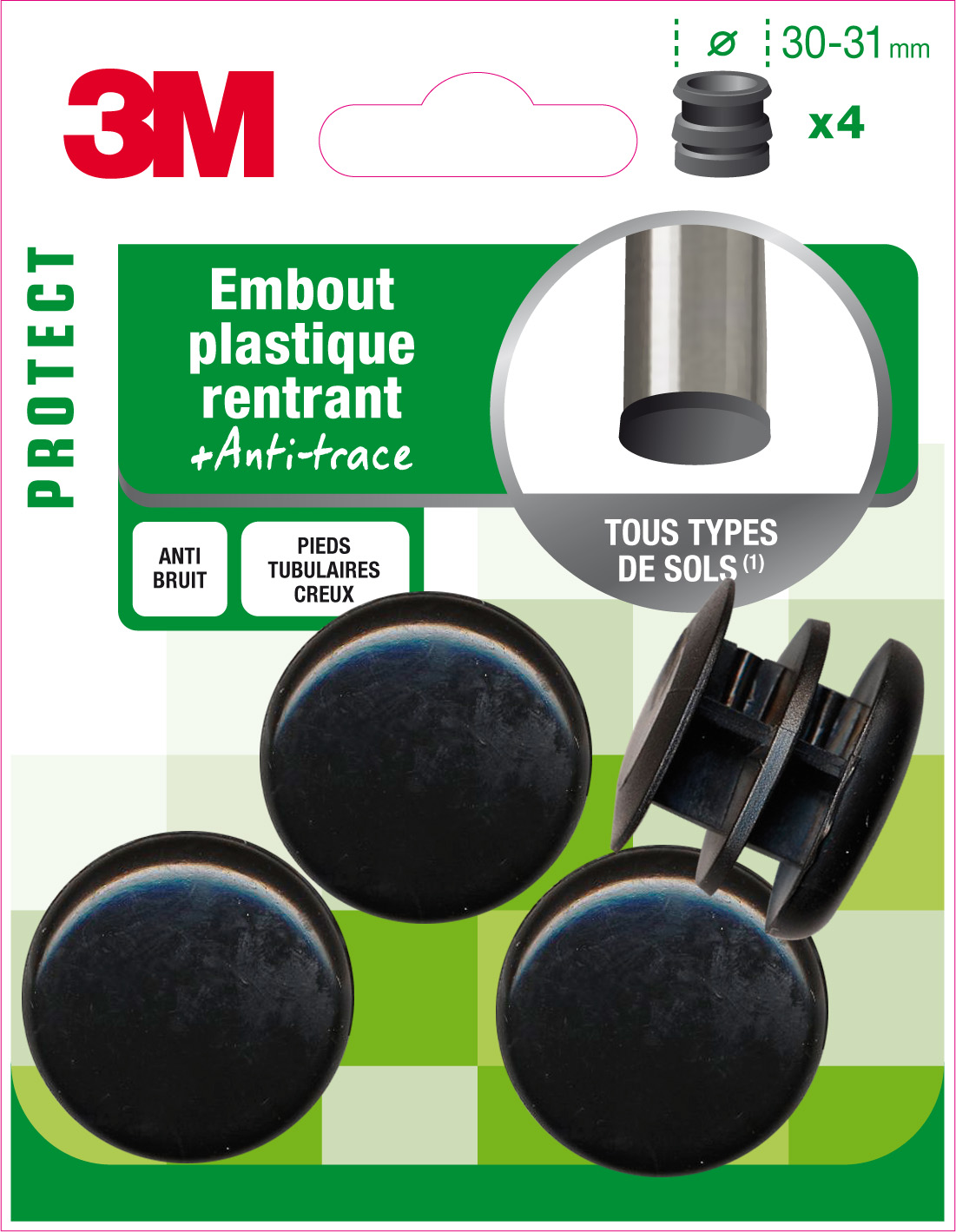Embout plastique rond Ø30-31mm - 3M